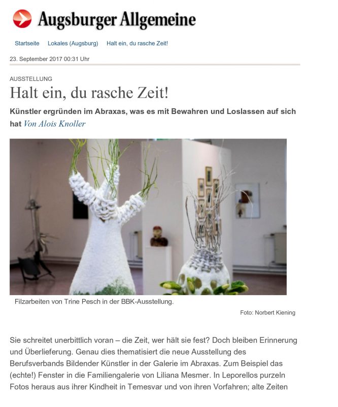 Ausstellung: Halt ein, du rasche Zeit! - Lokales (Augsburg) - Au